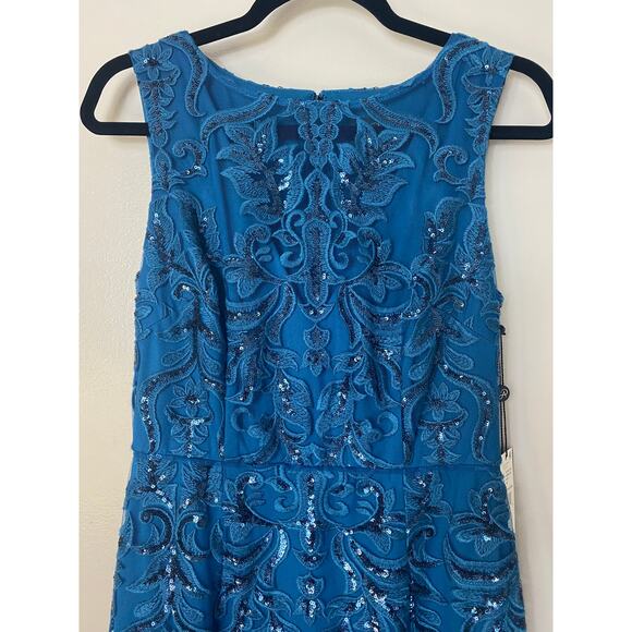 NWT ADRIANNA PAPELL DRESS GOWN 4 BLUE MOTHER OF THE BRIDE EVENING FORMAL WEDDING - Picture 6 of 15